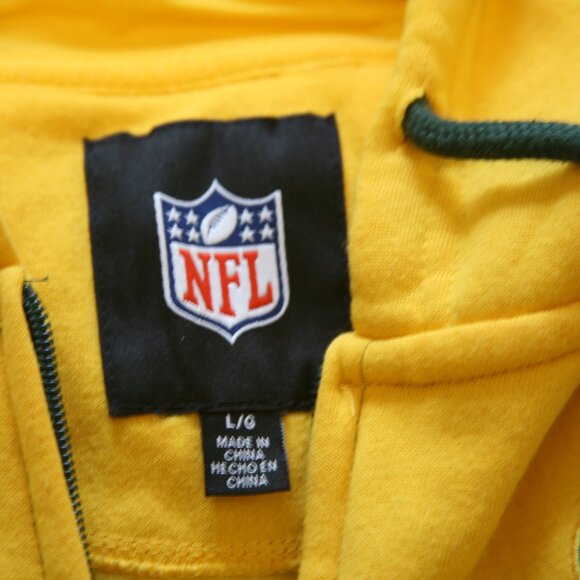 NFL Green Bay Packers Men's Zip-Up Hooded Sweatshirt, Size Large, Green/Yellow - Picture 4 of 4